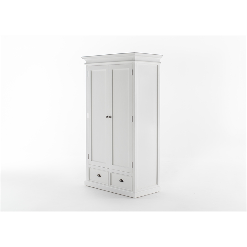 Pemberly Row Wardrobe in White Mahogany with Shelving and Drawers