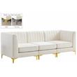 Pemberly Row Cream Velvet Modular Sofa with Deep Channel Tufting