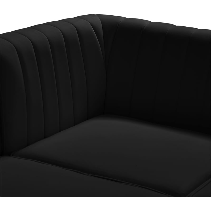Pemberly Row Black Velvet Armless Chair with Deep Channel Tufting