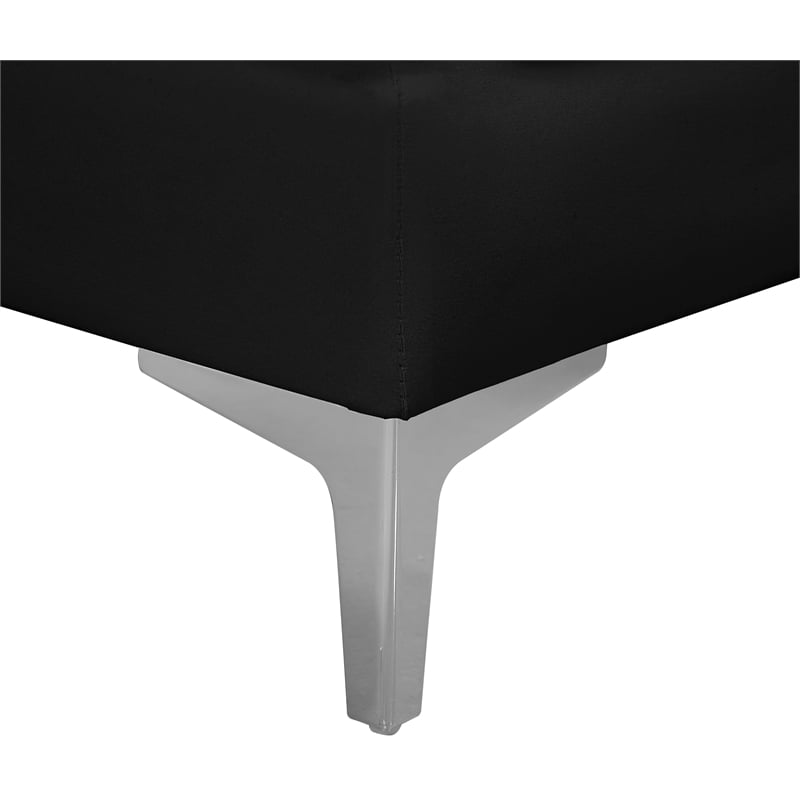 Pemberly Row Black Velvet Armless Chair with Deep Channel Tufting