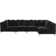 Pemberly Row Black Velvet Modular Sectional with Gold & Chrome Legs
