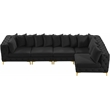 Pemberly Row Black Velvet Modular Sectional with Gold & Chrome Legs