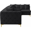 Pemberly Row Black Velvet Modular Sectional with Gold & Chrome Legs