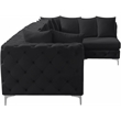 Pemberly Row Black Velvet Modular Sectional with Gold & Chrome Legs