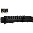 Pemberly Row Black Velvet Modular Sectional with Gold & Chrome Legs