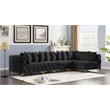Pemberly Row Black Velvet Modular Sectional with Gold & Chrome Legs