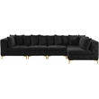 Pemberly Row Black Velvet Modular Sectional with Gold & Chrome Legs
