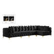 Pemberly Row Black Velvet Modular Sectional with Gold & Chrome Legs