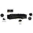 Pemberly Row Black Velvet Modular Sectional with Gold & Chrome Legs