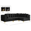 Pemberly Row Black Velvet Modular Sectional with Gold & Chrome Legs