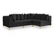 Pemberly Row Black Velvet Modular Sectional with Gold & Chrome Legs