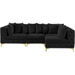 Pemberly Row Black Velvet Modular Sectional with Gold & Chrome Legs