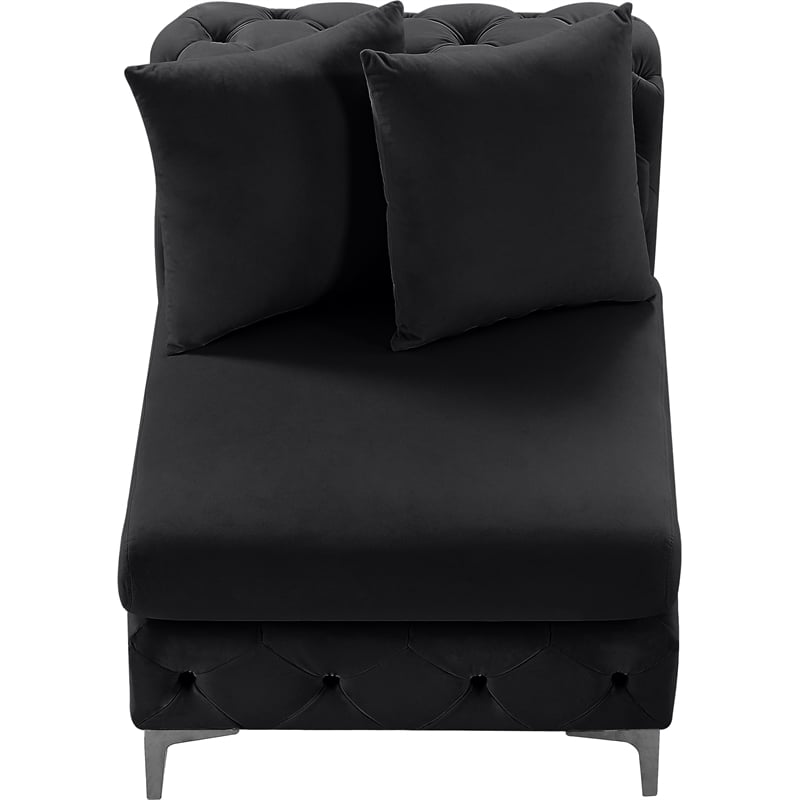 Pemberly Row Black Velvet Armless Chair with Gold & Chrome Legs