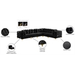 Pemberly Row Black Velvet Modular Sectional with Gold & Chrome Legs
