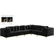 Pemberly Row Black Velvet Modular Sectional with Gold & Chrome Legs