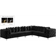Pemberly Row Black Velvet Modular Sectional with Gold & Chrome Legs