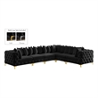 Pemberly Row Black Velvet Modular Sectional with Gold & Chrome Legs