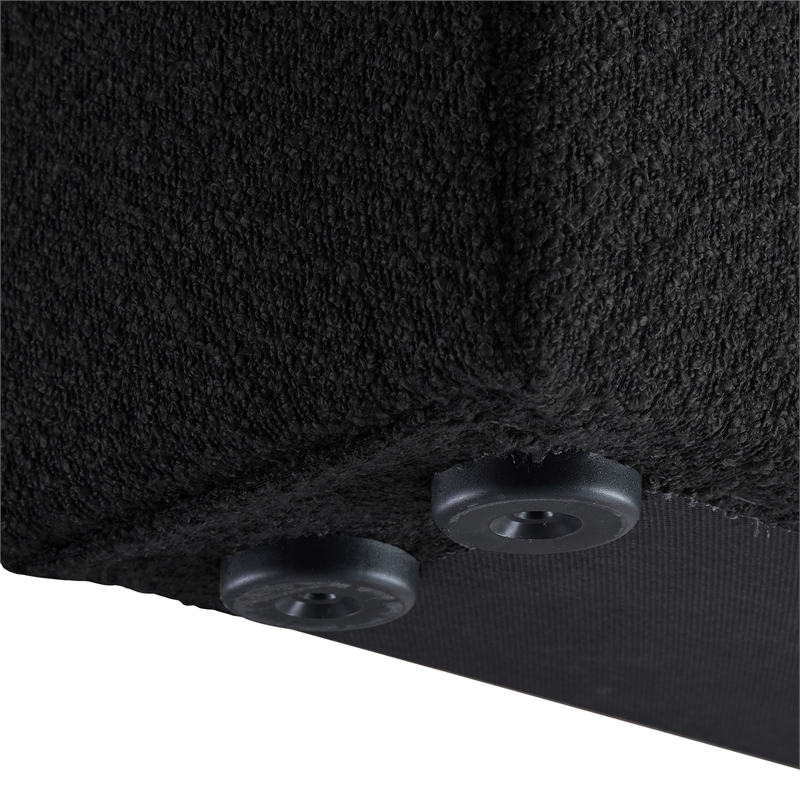 Pemberly Row King Bed in Black Boucle Fabric with Thick Rails