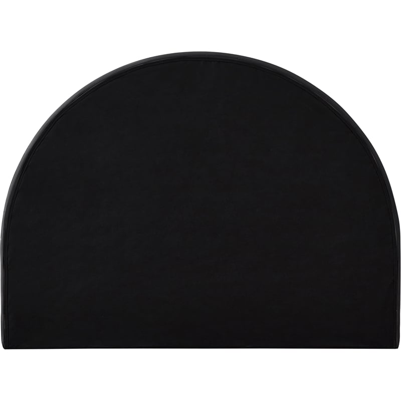 Pemberly Row Black Velvet Queen Bed with Sculptural Arched Headboard