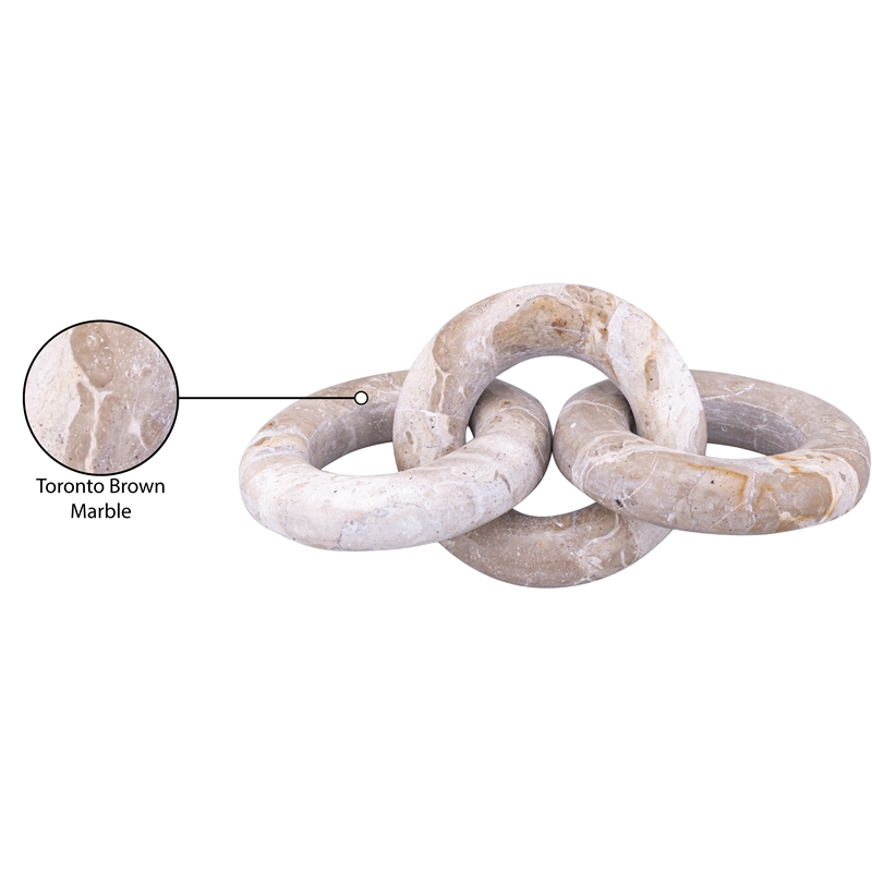 Pemberly Row Carved 3 Link Decorative Chain in Brown Marble