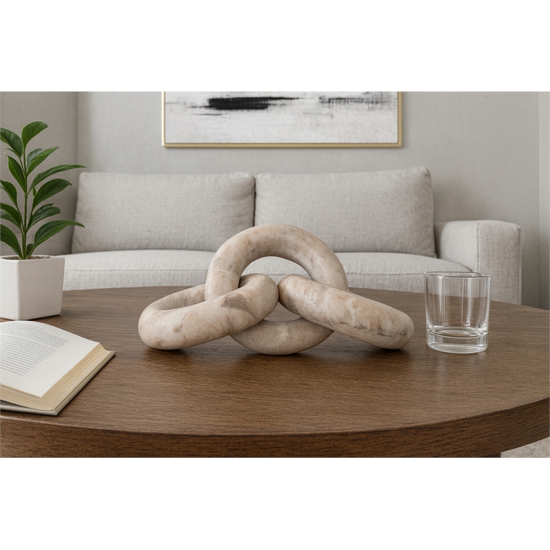 Pemberly Row Carved 3 Link Decorative Chain in Brown Marble