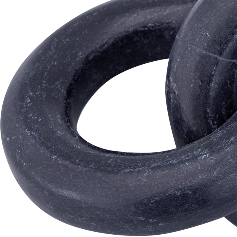 Pemberly Row Carved 3 Link Decorative Chain in Black Marble