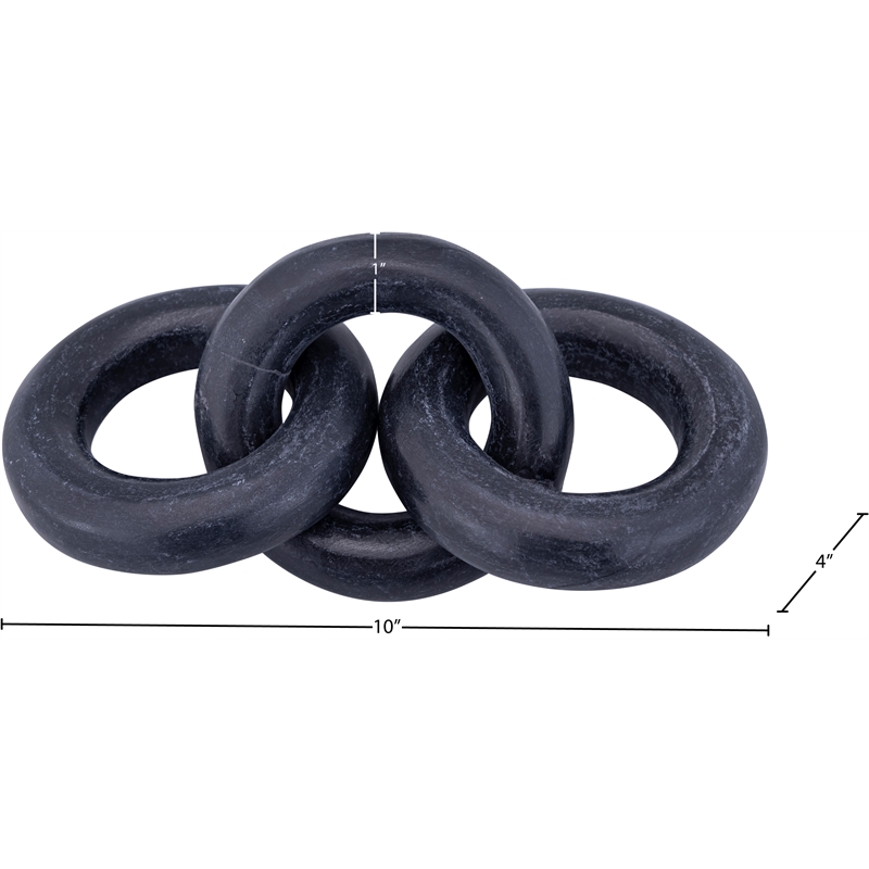 Pemberly Row Carved 3 Link Decorative Chain in Black Marble