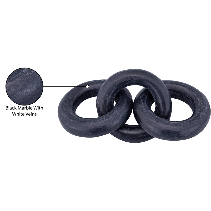 Pemberly Row Carved 3 Link Decorative Chain in Black Marble