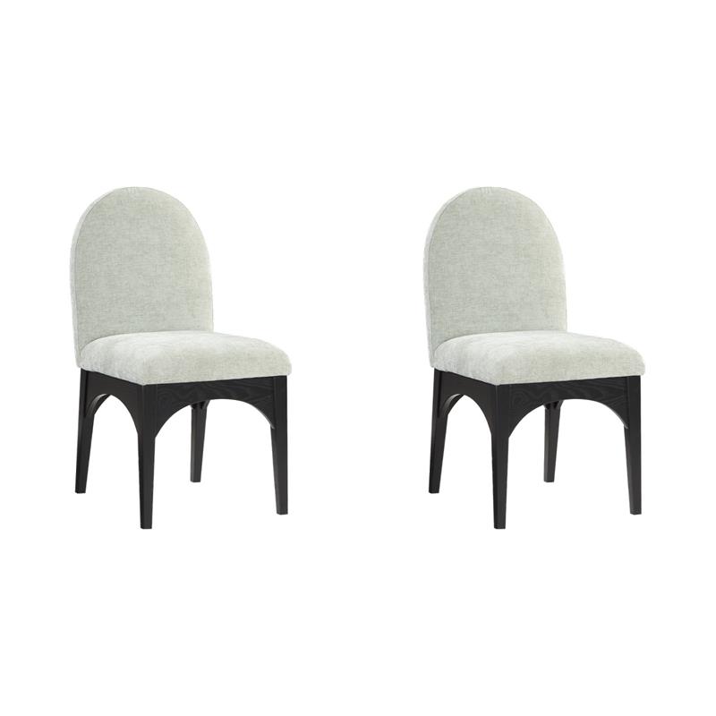 Pemberly Row Set of 2 Dining Chairs in Mint Chenille & Solid Ash Wood