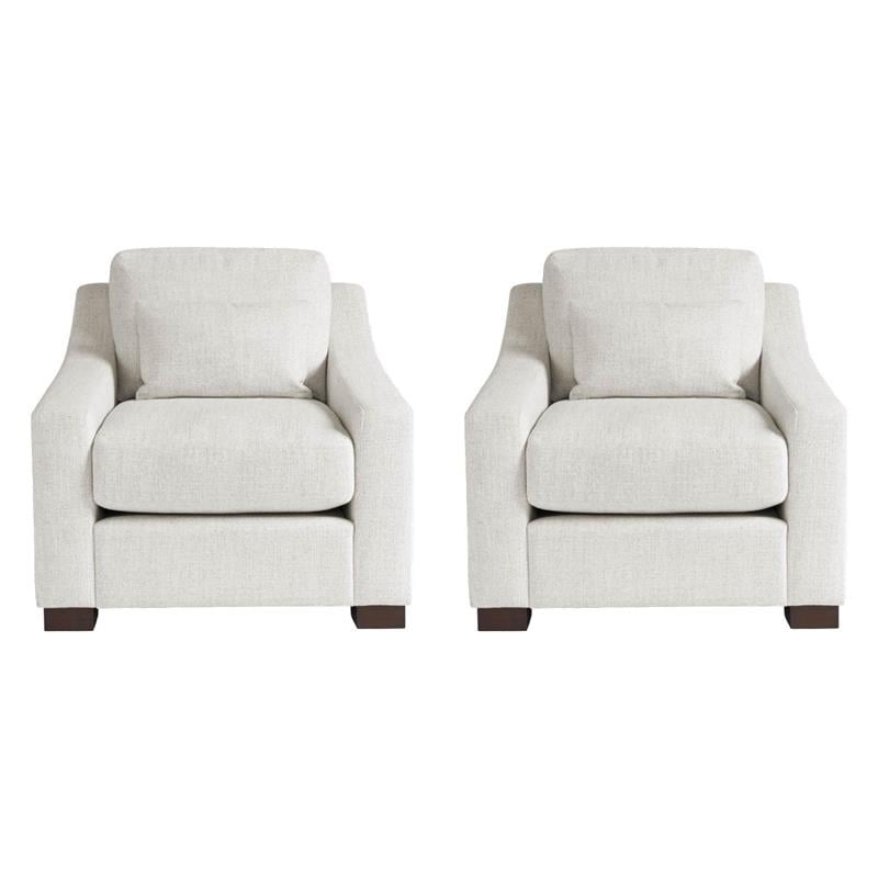 Pemberly Row Set of 2 Chairs in Off White with Solid Wood Frame & Polyester Upholstery