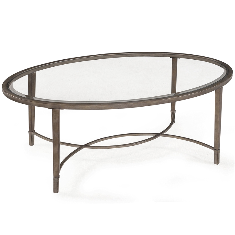 Beaumont Lane Tempered Glass Antique Silver Gray Coffee Table Rectangular Contemporary