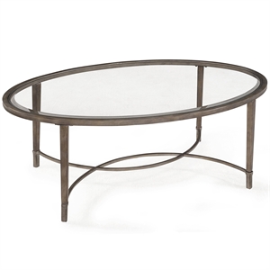 Beaumont Lane Tempered Glass Antique Silver Gray Coffee Table Rectangular Contemporary