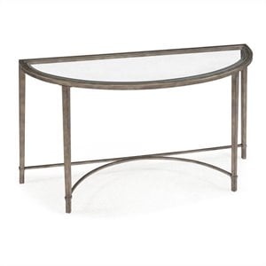 Beaumont Lane Tempered Glass Antique Silver Console Table Rectangular 50&quotW x 18&quotD x 29&quotH