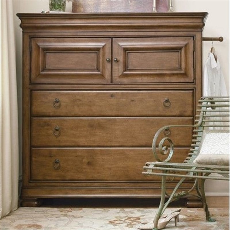 Beaumont Lane Solid Alder Cognac Dressing Chest Rectangular Distressed Finish 54