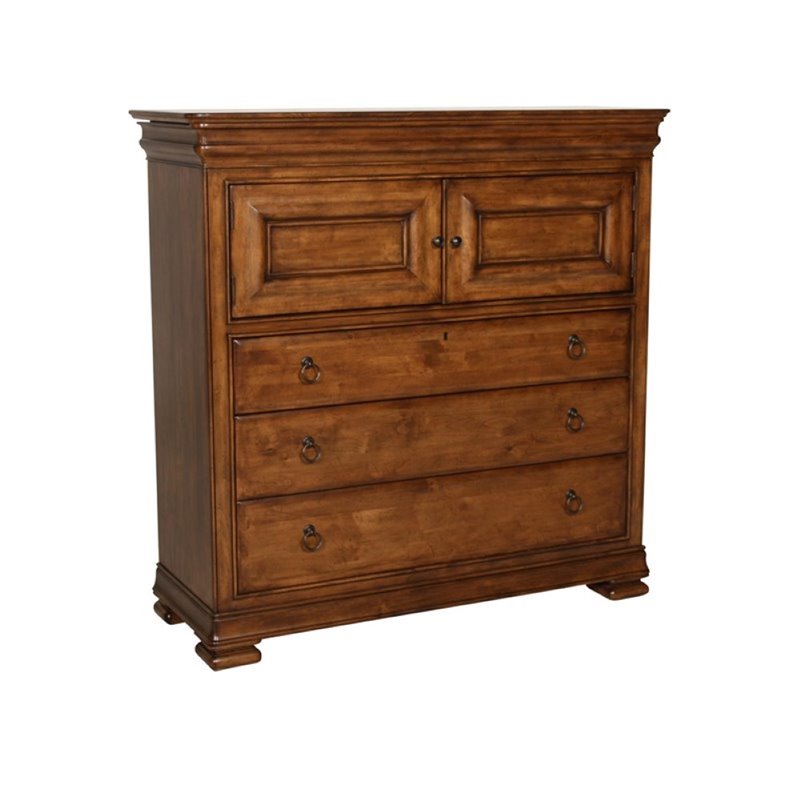 Beaumont Lane Solid Alder Cognac Dressing Chest Rectangular Distressed Finish 54