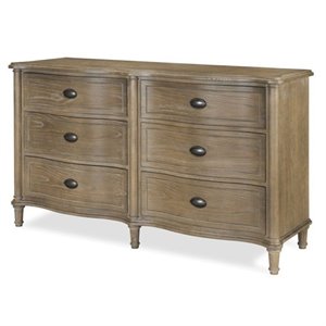 Beaumont Lane Solid Oak Studio Gray 6-Drawer Dresser Rectangular 64W x 20D x 36H