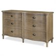 Beaumont Lane Solid Oak Studio Gray 6-Drawer Dresser Rectangular 64W x 20D x 36H