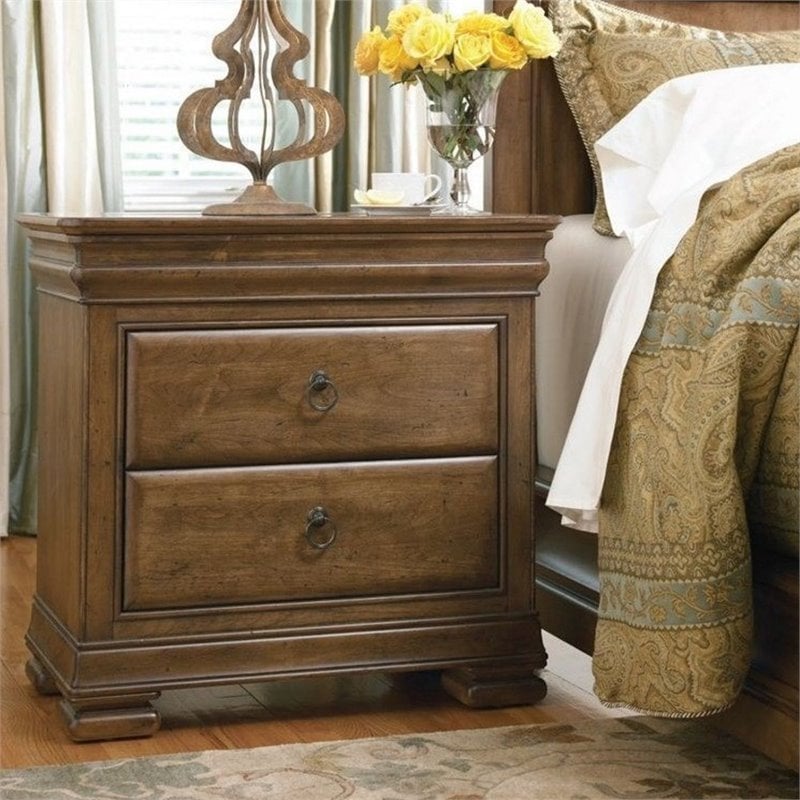 Beaumont Lane Solid Alder Cognac Nightstand Rectangular Distressed Finish 31
