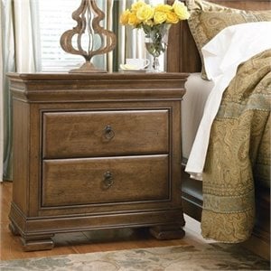 Beaumont Lane Solid Alder Cognac Nightstand Rectangular Distressed Finish 31&quot H x 32&quot W x 19&quot D