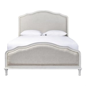 Beaumont Lane Transitional Fabric Upholstered King Size Bed in Distressed White