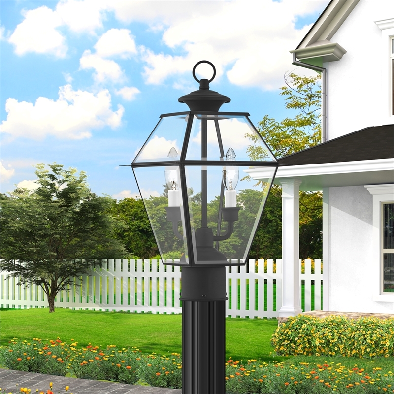 Beaumont Lane 2 Light Outdoor Post Head in Black