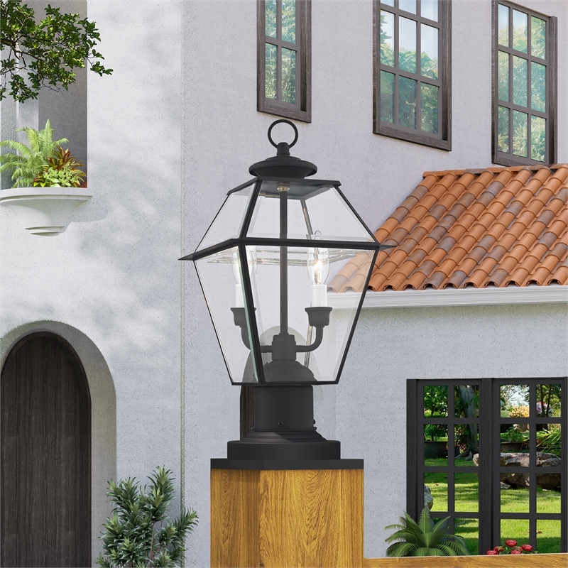 Beaumont Lane 2 Light Outdoor Post Head in Black