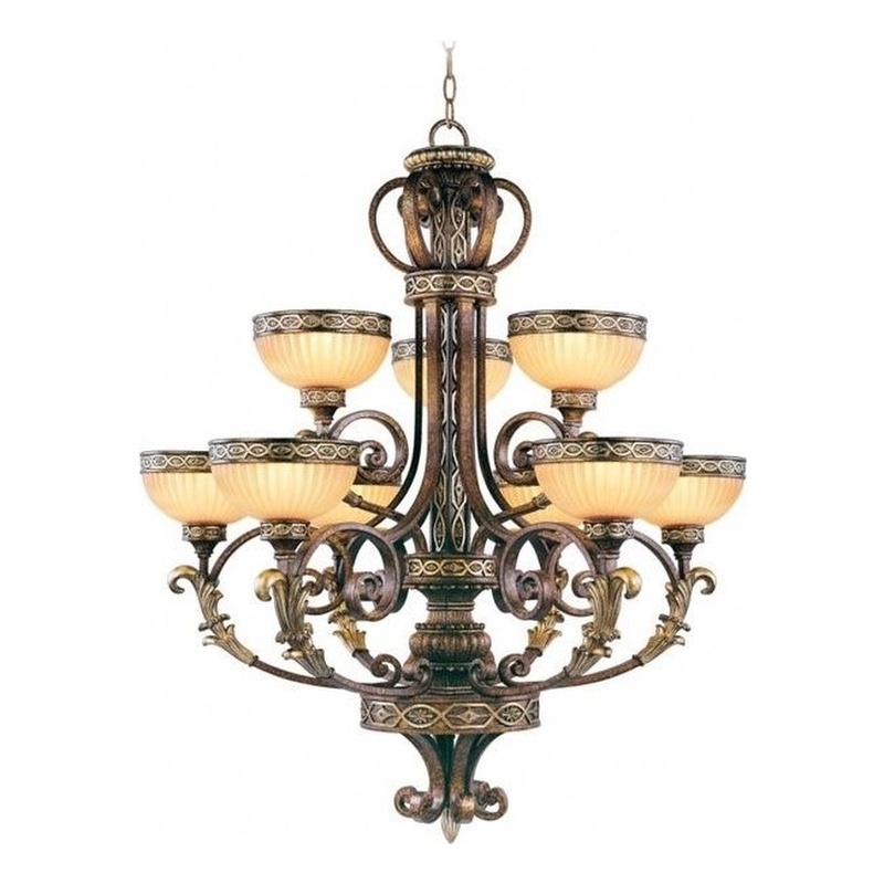 Beaumont Lane 9 Light Chandelier in Palacial Bronze and Gilded Accents