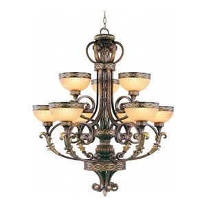 Beaumont Lane 9 Light Chandelier in Palacial Bronze and Gilded Accents