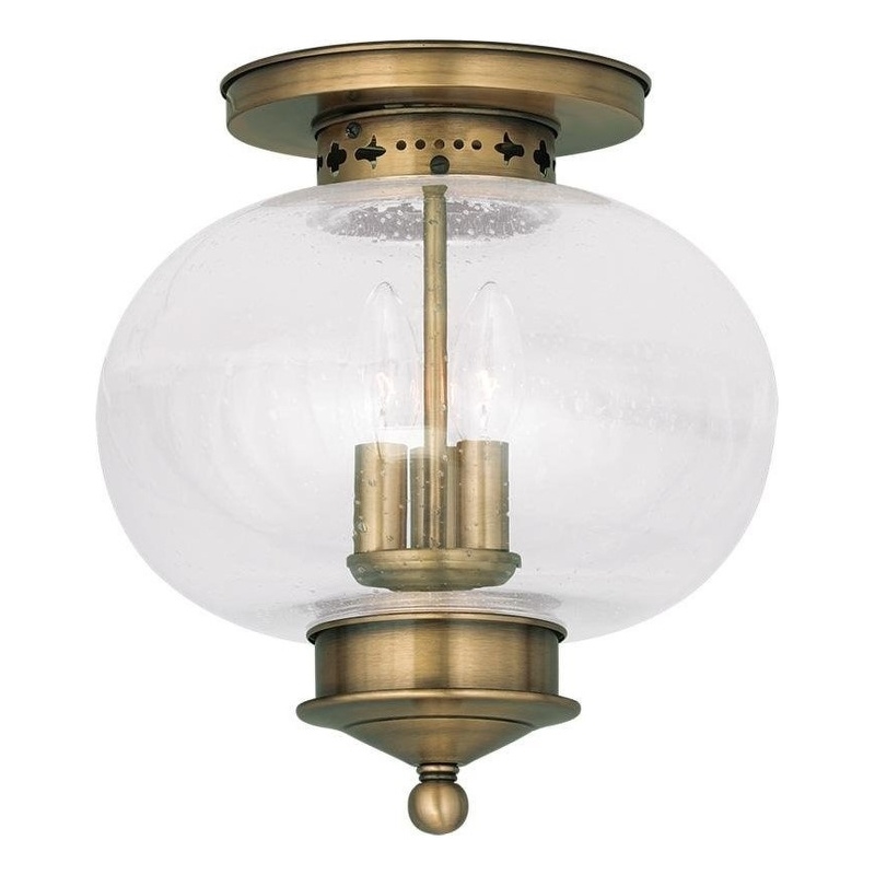 Beaumont Lane 3 Light Ceiling Mount in Antique Brass