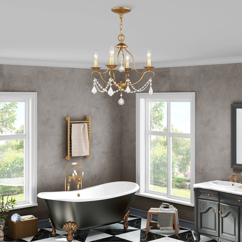 Beaumont Lane 4 Light Mini Chandelier in Antique Gold Leaf