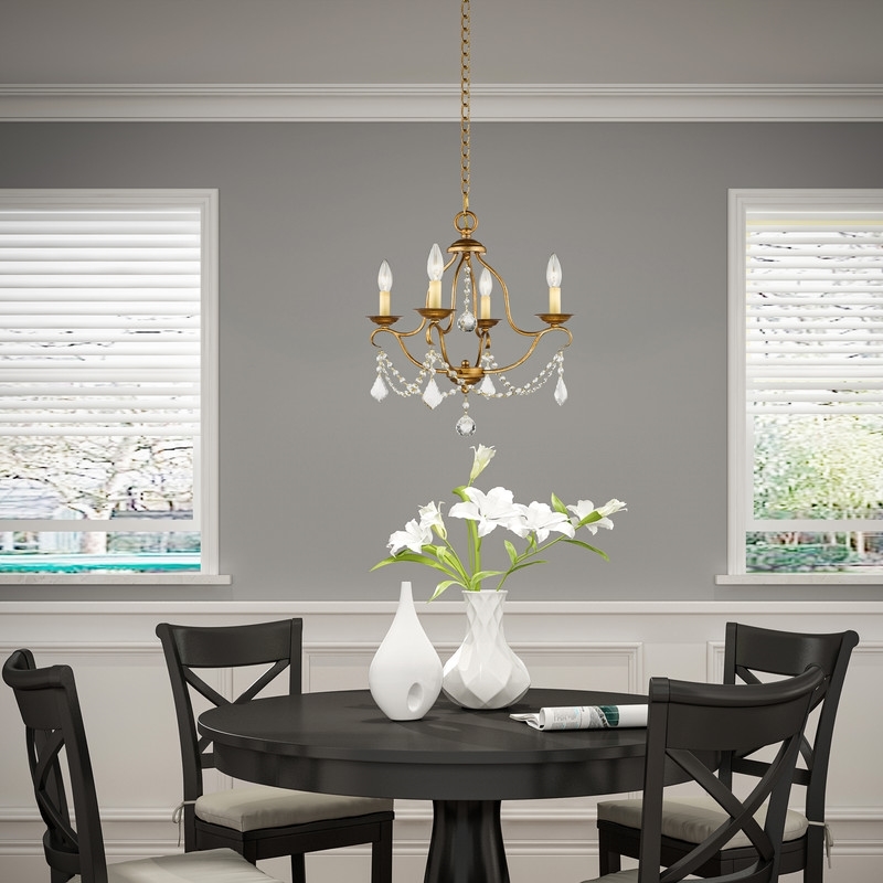Beaumont Lane 4 Light Mini Chandelier in Antique Gold Leaf