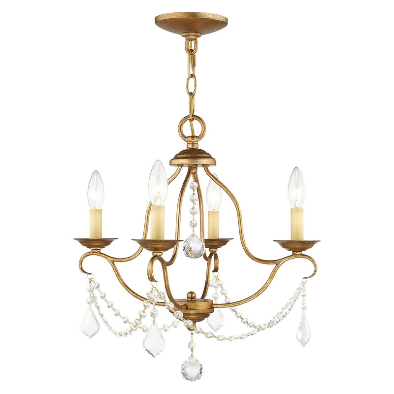 Beaumont Lane 4 Light Mini Chandelier in Antique Gold Leaf