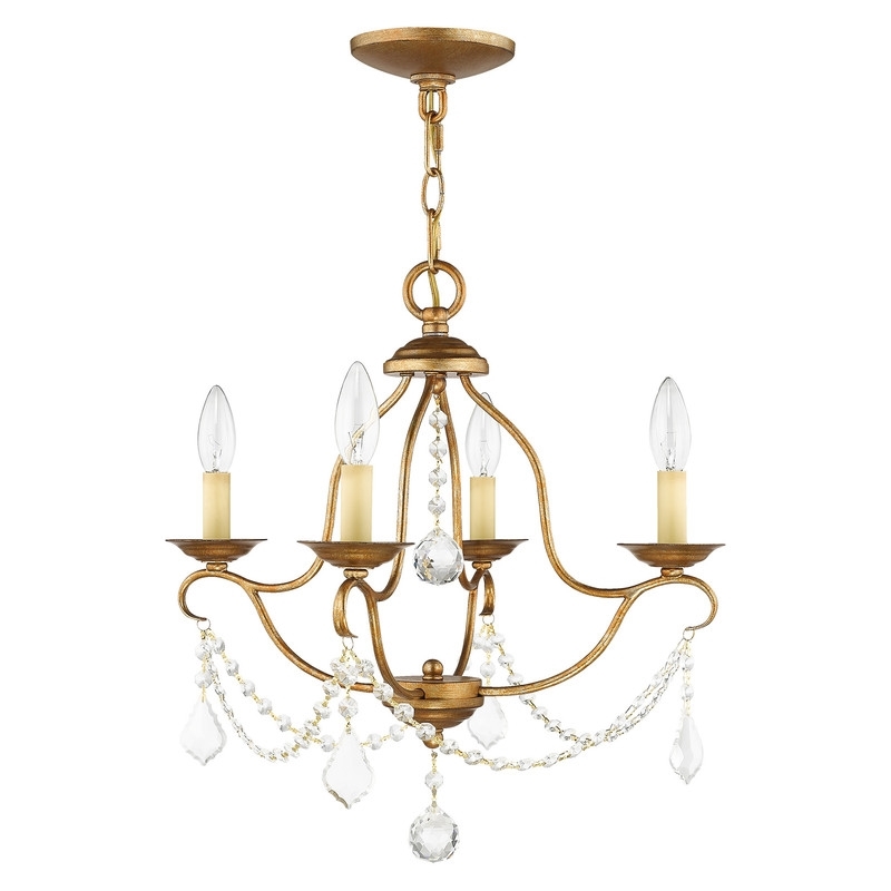Beaumont Lane 4 Light Mini Chandelier in Antique Gold Leaf