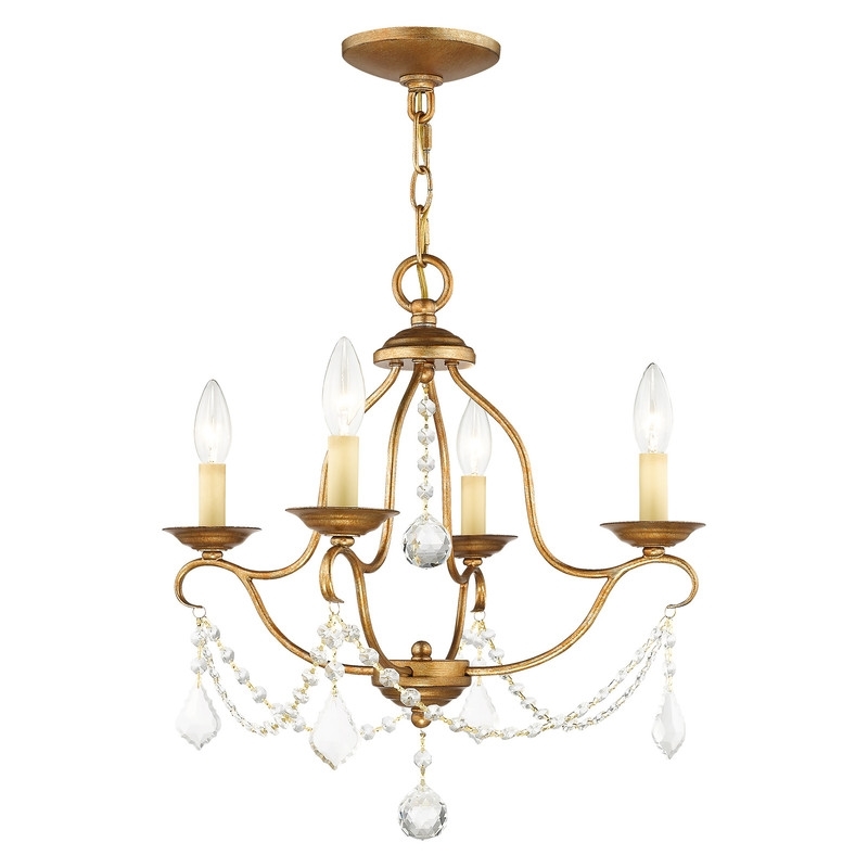 Beaumont Lane 4 Light Mini Chandelier in Antique Gold Leaf